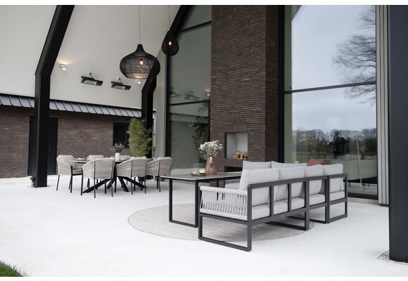 Hoek Lounge Dining bank Reims | Rechts | Black & Off Sand