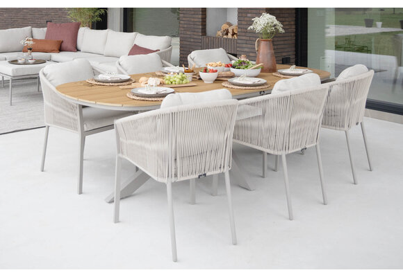 5-delige tuinset | 4 Elvira tuinstoelen (Camel) | Tuintafel Cadiz 180x115cm (Camel)