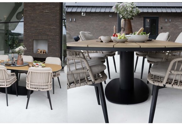 9-delige tuinset | 8 Isabel tuinstoelen (Black) | 260cm Tower tuintafel (Black)
