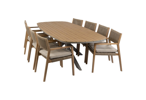 9-delige tuinset | 8 Felline tuinstoelen (Acaciahout) | Tuintafel Cadiz 280x115cm (Camel)