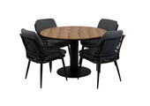 5-delige ronde tuinset | 4 Isabel tuinstoelen | ø120cm Tower tuintafel