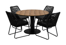 5-delige ronde tuinset | 4 Mona tuinstoelen | ø120cm Tower tuintafel