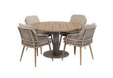 5-delige ronde tuinset | 4 Isabel tuinstoelen | Tuintafel Tower ø120cm