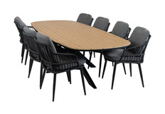 9-delige tuinset | 8 Isabel tuinstoelen | Tuintafel Cadiz 280x115cm