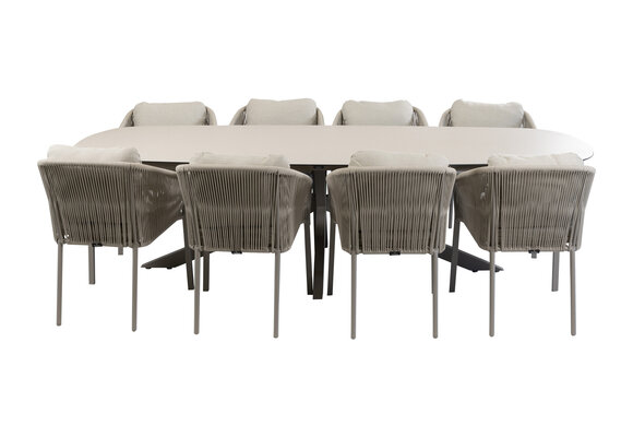 9-delige tuinset | 8 Elvira tuinstoelen (Camel) | Tuintafel Malaga 280x115cm (Camel)
