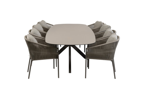 9-delige tuinset | 8 Elvira tuinstoelen (Camel) | Tuintafel Malaga 280x115cm (Camel)