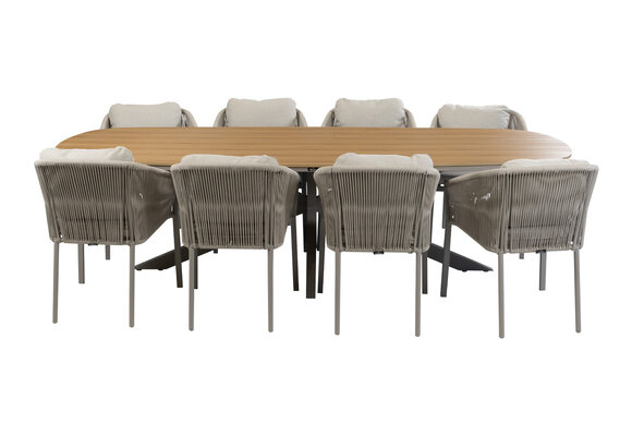 9-delige tuinset | 8 Elvira tuinstoelen (Camel) | Tuintafel Cadiz 280x115cm (Camel)