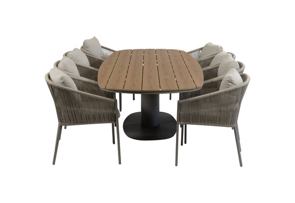 9-delige tuinset | 8 Elvira tuinstoelen (Camel) | Tuintafel Tower 260cm (Camel)