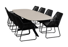9-delige tuinset | 8 Mona tuinstoelen | Tuintafel Malaga 280x115cm