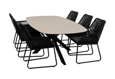 7-delige tuinset | 6 Mona tuinstoelen | Tuintafel Malaga 240x115cm