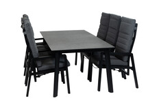 7-delige tuinset | 6 verstelbare tuinstoelen Berlijn | Tuintafel Malta 220x100cm