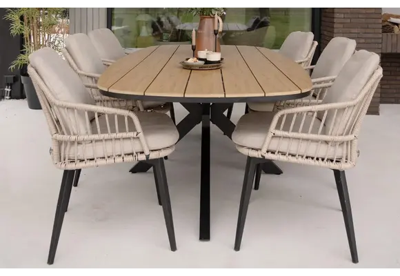 Tuintafel Cadiz 240x115cm | Tecon Teak & Black