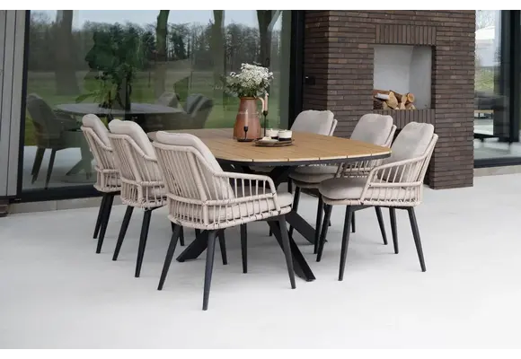 Tuintafel Cadiz 280x115cm | Tecon Teak & Black