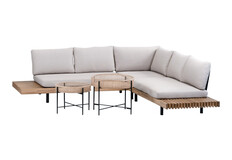 Hoek Loungeset Lissabon 4-delig | Sand | Incl. 2 Aiko Naturel Bijzettafels