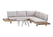Hoek Loungeset Lissabon 4-delig | Acacia Teaklook & Sand | Incl. 2  Tiki Bijzettafels