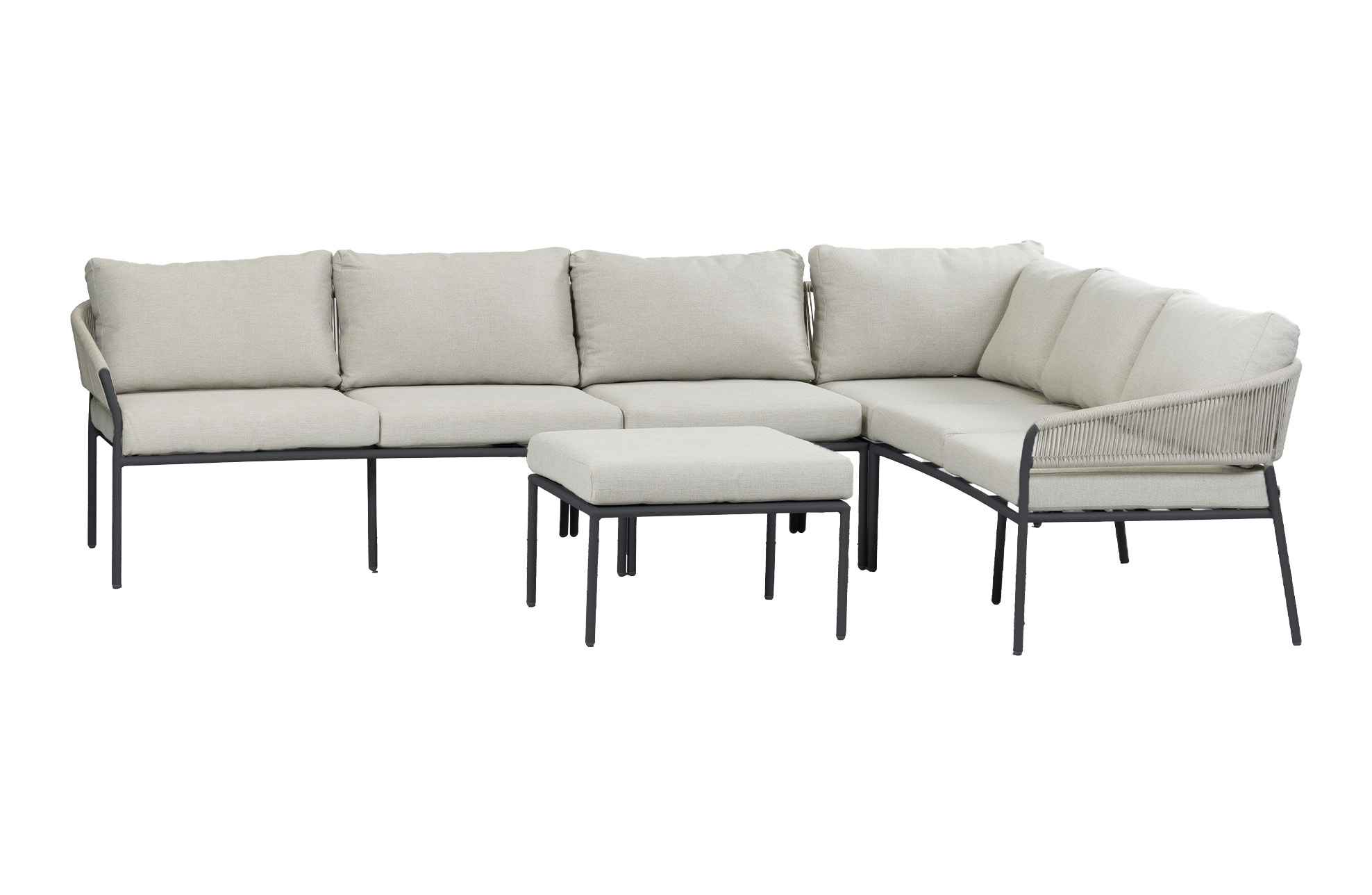 Normin 5-Delige hoek loungeset Elvira | Incl Hocker & Middenelement | Black