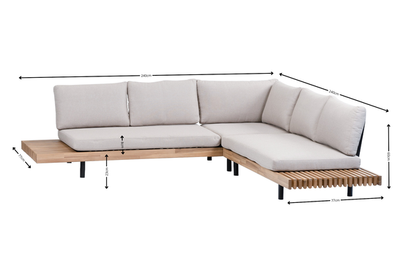 Hoek Loungeset Lissabon 4-delig | Sand | Incl. 2 Aiko Naturel Bijzettafels