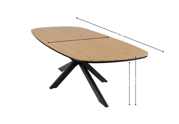 9-delige tuinset | 8 Elvira tuinstoelen (Black) | Tuintafel Cadiz 280x115cm (Black)