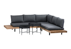 Hoek Loungeset Lissabon 4-delig | Antraciet | Incl. 2 Aiko Black Bijzettafels