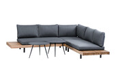 Hoek Loungeset Lissabon 4-delig | Antraciet | Incl. Rafael Bijzettafels Ø45 & Ø60 cm Black