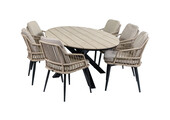 7-delige tuinset | 6 Isabel stoelen | 220cm ovale Cyprus tuintafel