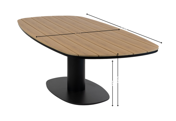 9-delige tuinset | 8 Mona tuinstoelen (Black) | 260cm Tower tuintafel (Black)