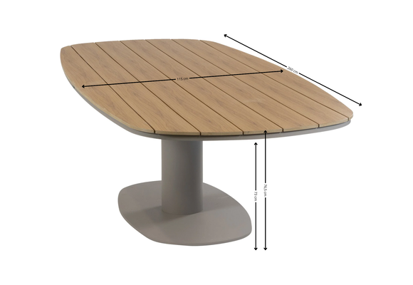 9-delige tuinset | 8 Isabel tuinstoelen (Sand/Wood) | Tuintafel Tower 260cm (Camel)