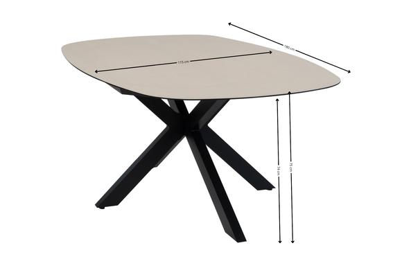 5-delige tuinset | 4 Pisa tuinstoelen (Black) | Tuintafel Malaga 180x115cm (Black)