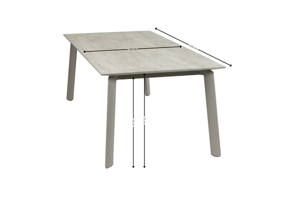 7-delige tuinset | 6 verstelbare Berlijn tuinstoelen (Champagne) | Tuintafel Malta 220x100cm