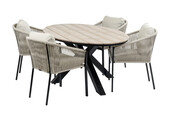 5-delige tuinset | 4 Elvira tuinstoelen | Tuintafel Cyprus 180x115cm