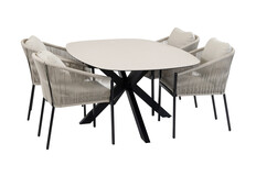 5-delige tuinset | 4 Elvira tuinstoelen | Tuintafel Malaga 180x115cm