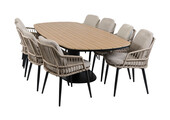 9-delige tuinset | 8 Isabel tuinstoelen | 260cm Tower tuintafel