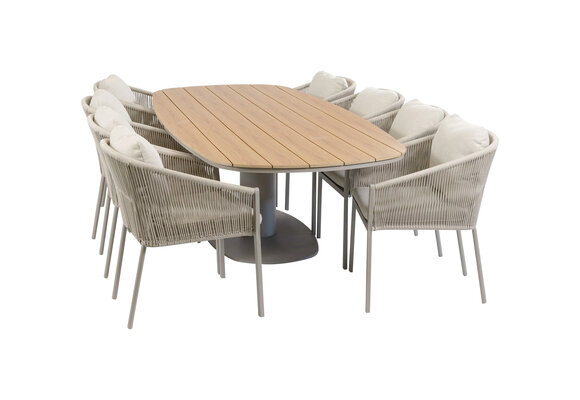 9-delige tuinset | 8 Elvira tuinstoelen (Camel) | Tuintafel Tower 260cm (Camel)