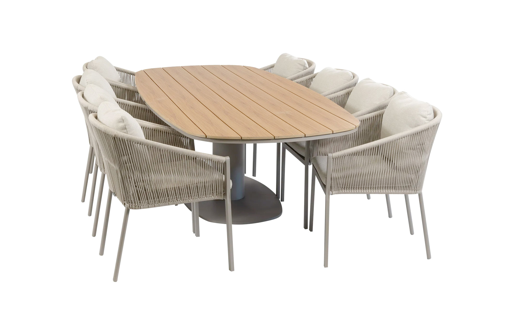 Normin 9-delige tuinset | 8 Elvira tuinstoelen (Camel) | Tuintafel Tower 260cm (Camel)