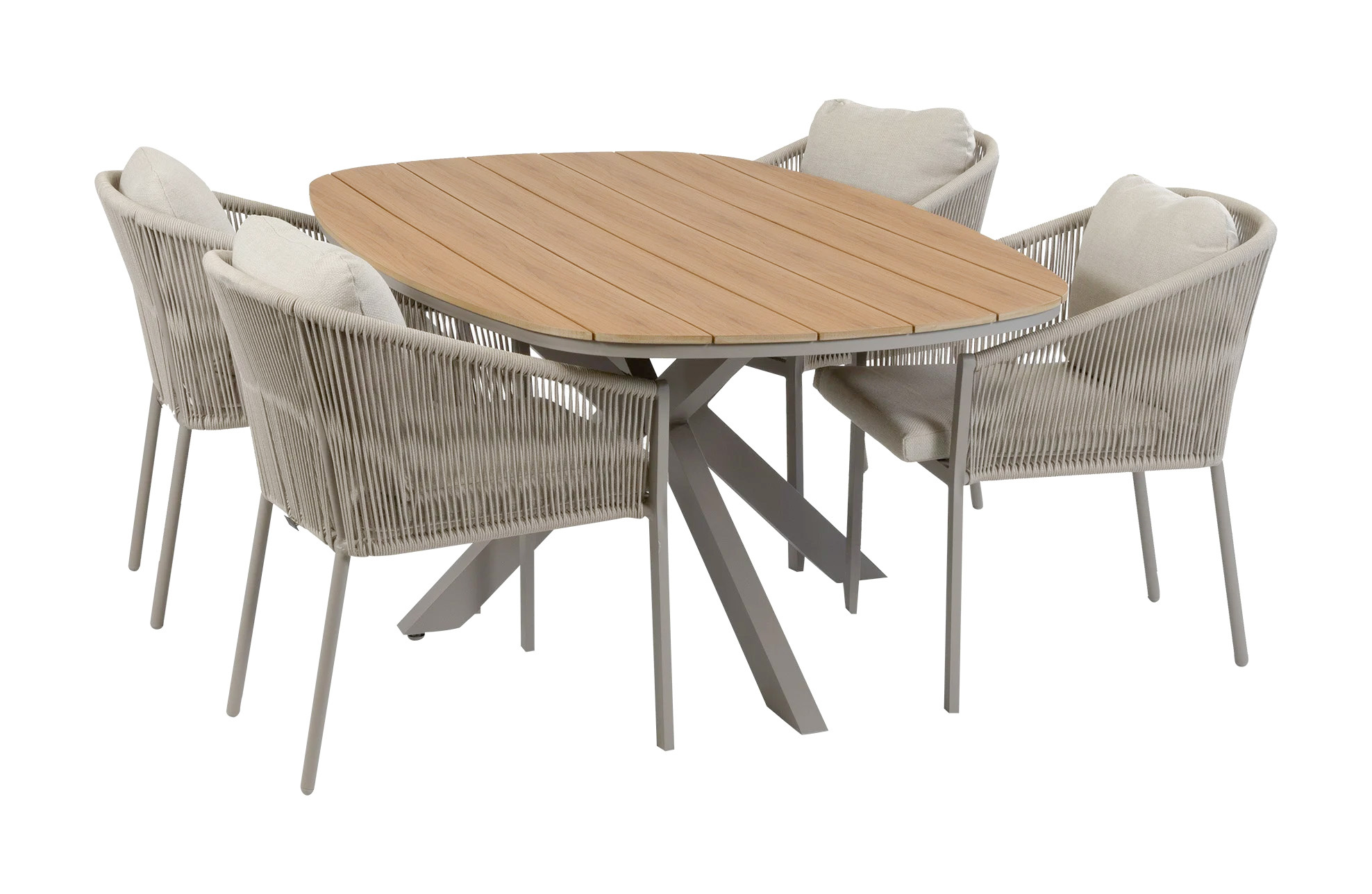 Normin 5-delige tuinset | 4 Elvira tuinstoelen (Camel) | Tuintafel Cadiz 180x115cm (Camel)