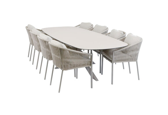 9-delige tuinset | 8 Elvira tuinstoelen (Camel) | Tuintafel Malaga 280x115cm (Camel)