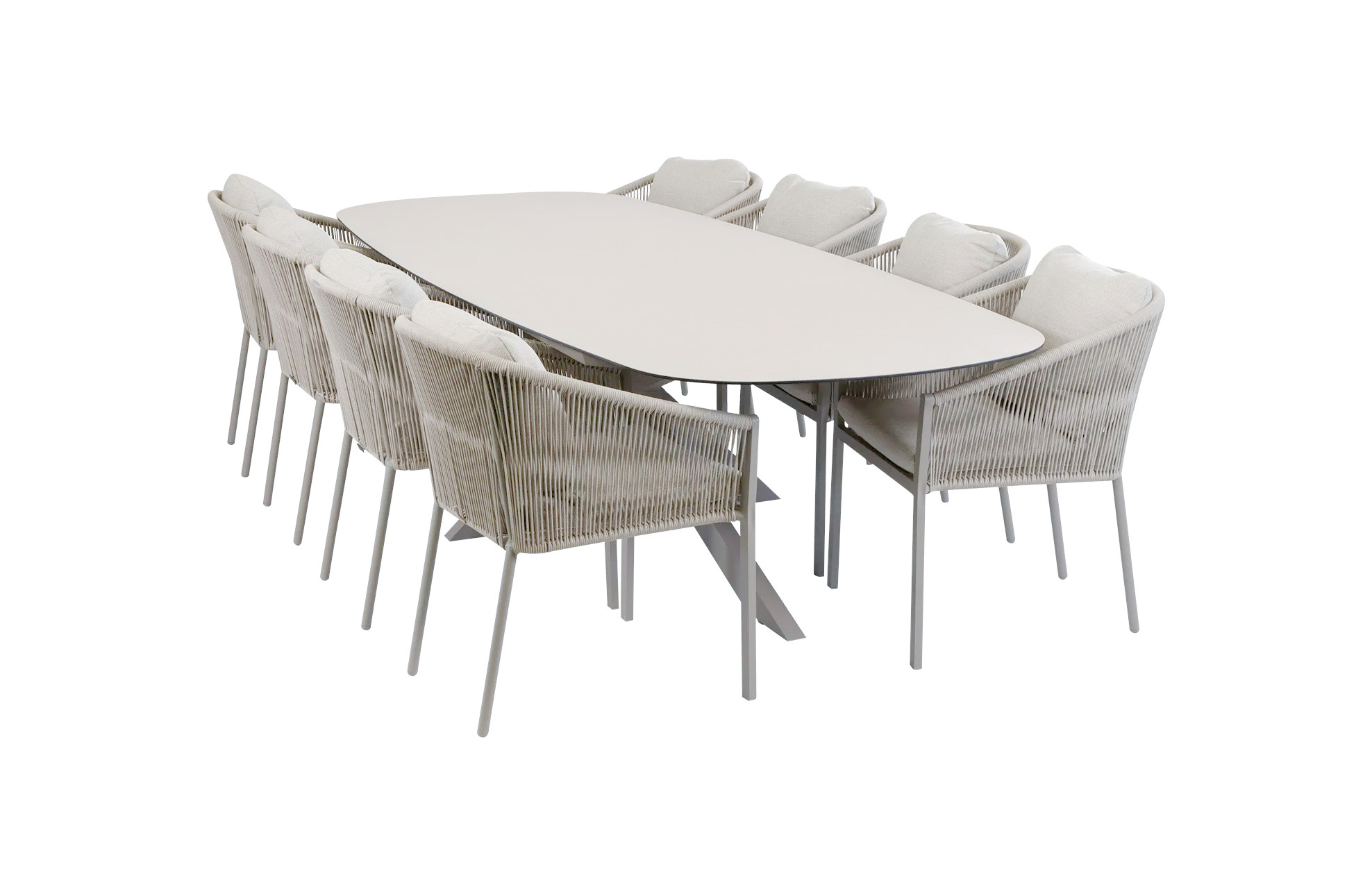 Normin 9-delige tuinset | 8 Elvira tuinstoelen (Camel) | Tuintafel Malaga 280x115cm (Camel)