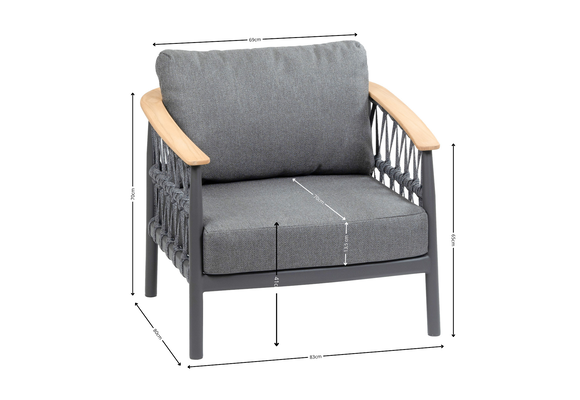 Loungestoel Capri | Matt Black & Anthracite