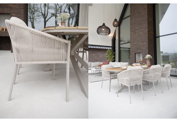 7-delige tuinset | 6 Elvira tuinstoelen (Camel) | Tuintafel Cadiz 240x115cm (Camel)