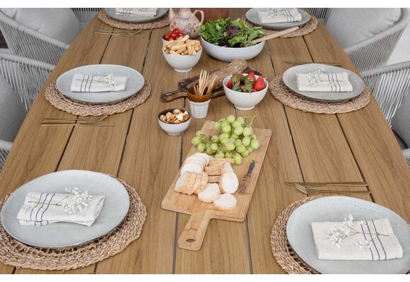 7-delige tuinset | 6 Mona tuinstoelen (Sand) | Tuintafel Cadiz 240x115cm (Black)