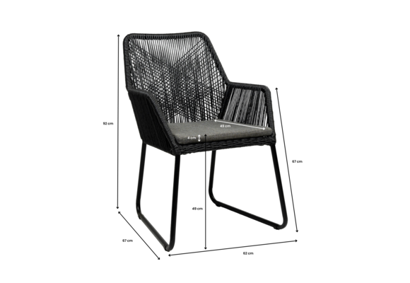 5-delige ronde tuinset | 4 Mona tuinstoelen (Black) | ø120cm Tower tuintafel (Black)