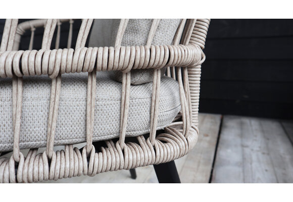 7-delige tuinset | 6 Isabel stoelen (Sand) | 220cm ovale Cyprus tuintafel (Wood)