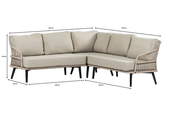 Hoek Loungebank Isabel | 3-delig | Sand/Black  | Rope