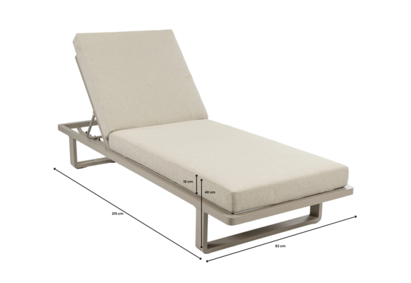 Ligbed Sint Maarten | met kussen | Champagne | Aluminium & Textileen