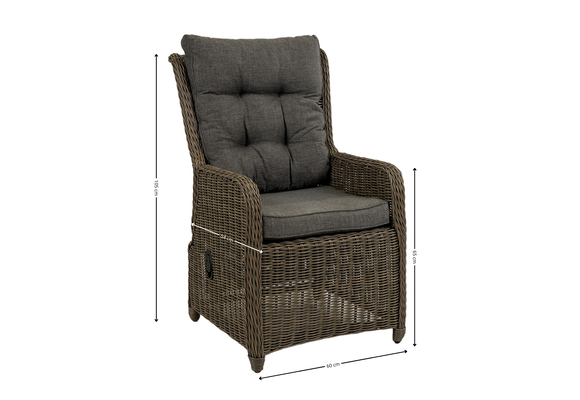 Verstelbare tuinstoel Dublin | Sweet Brown | Rond wicker