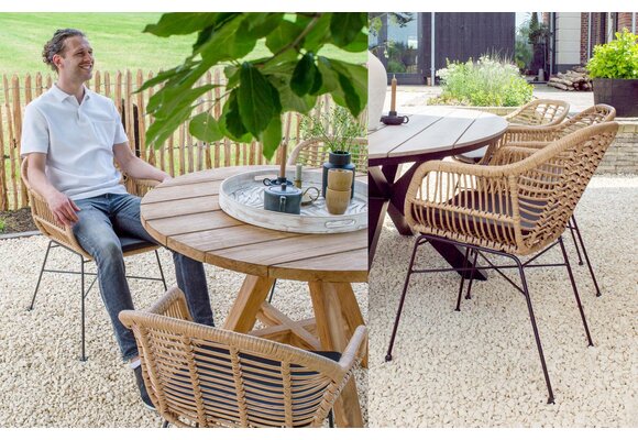 7-delige tuinset | 6 Oslo tuinstoelen Naturel | Pohon tuintafel