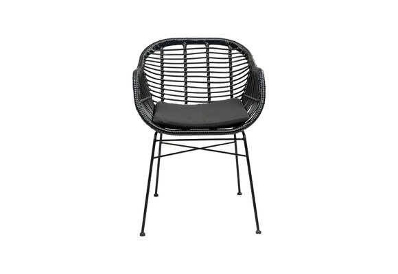 7-delige ronde tuinset | 6 Oslo dining tuinstoelen (Black) | ⌀ 150cm Cyprus tuintafel (Wood)