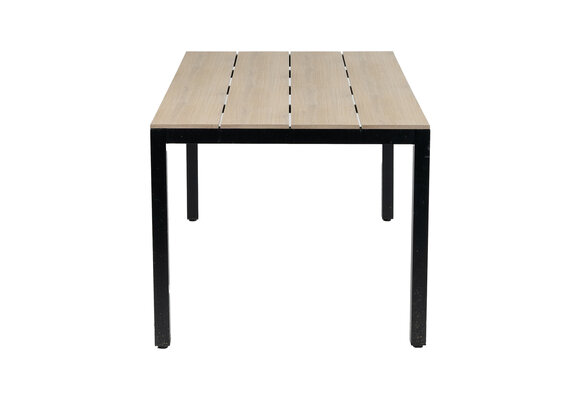 5-delige tuinset | 4 Oslo dining tuinstoelen (Black) | 160cm Cyprus tuintafel (Wood)