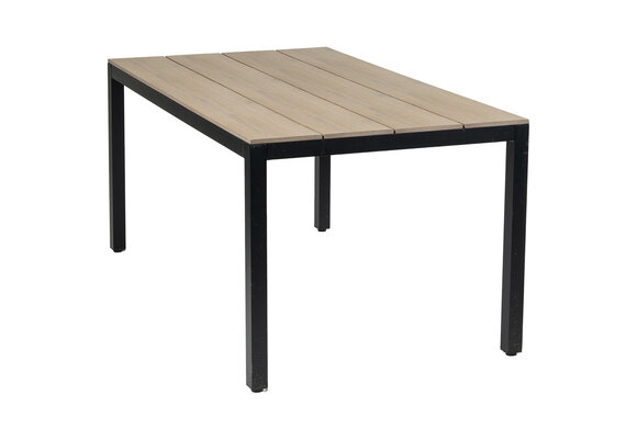 5-delige tuinset | 4 Oslo dining tuinstoelen (Black) | 160cm Cyprus tuintafel (Wood)