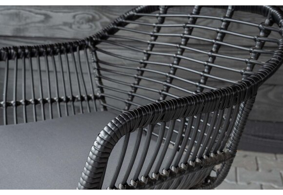 7-delige tuinset | 6 Oslo dining tuinstoelen (Black) | 225cm Cyprus tuintafel (Grey)